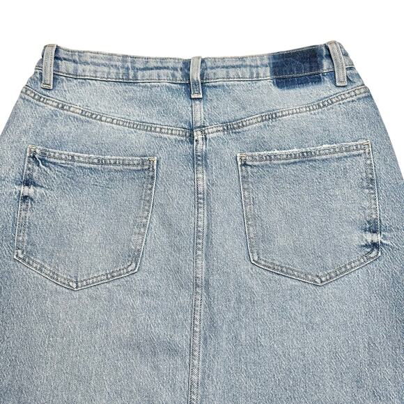 Zara | Women | Y2K Light Wash Distressed Button Fly Denim Maxi Skirt | Medium - Picture 10 of 12